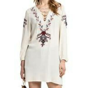 🌷 Forever 21 Black Dress Boho Floral Embroidered